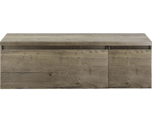 Skrinka pod umývadlo so vzhľadom dreva a dvoma zásuvkami