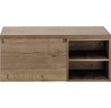 Skrinka na topánky vo farbe dreva so zásuvkou a otvorenými policami