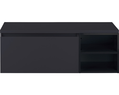 Kúpeľňová skrinka pod umývadlo Sanox Frozen čierna matná 120 x 43 x 45 cm Skrinka pod umývadlo so zásuvkou a úložnými priehradkami