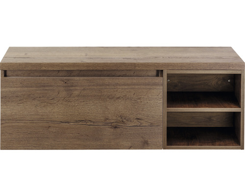 Drevená skrinka na topánky so zásuvkou a dvoma otvorenými policami