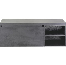 Sivá skrinka pod umývadlo so zásuvkou a policami