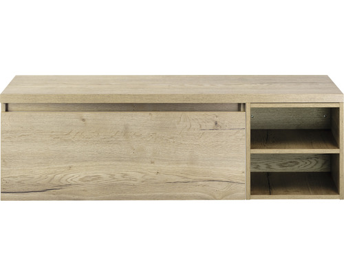 Spodná skrinka farby dreva so zásuvkou a dvoma otvorenými priehradkami