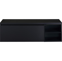 Čierna závesná umývadlová skrinka so skrinkou a policami