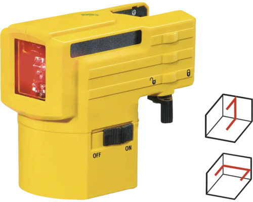 Žltý čiarový laser pre interiérové úpravy.