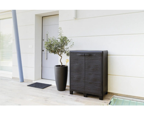 Vstupný priestor s botníkom, rastlinou v kvetináči a rohožkou