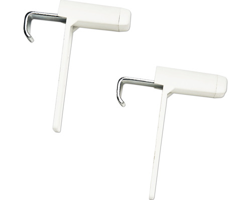 Dva biele háčiky na obrazy s oceľovými háčikmi