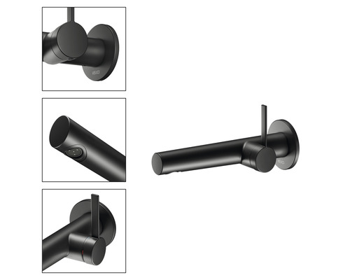 Čierna umývadlová batéria na montáž na stenu