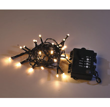 Svetelná reťaz s teplými bielymi LED diódami a čiernym káblom a ovládacím prvkom s funkciou časovača