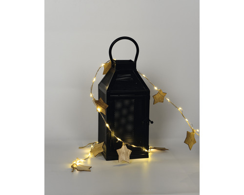 Dekoratívna lampa so svetelnou reťazou a drevenými hviezdami