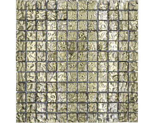 Sklenená mozaika XCM 8GO3 štvorcová Crystal Gold wavy 29,8x29,8 cm