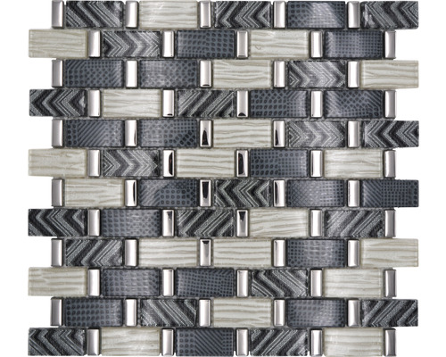 Sklenená mozaika XCM MW20 obdĺžniková Crystal mix EP sivá/čierna 30x31 cm