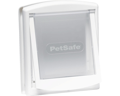 Logo PetSafe s priehľadnými dvierkami pre zvieratá a bielym rámom