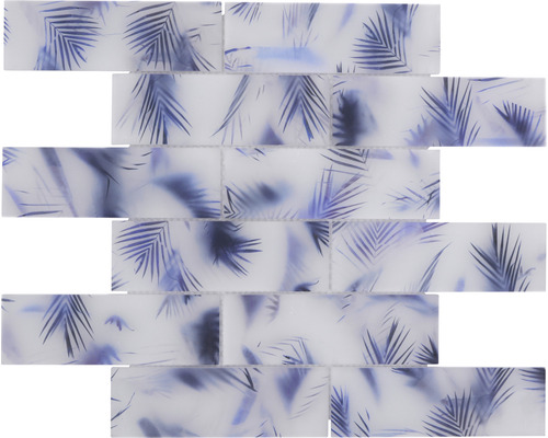 Sklenená mozaika XCM HL34 obdĺžniková Crystal Hazyleaf blue frosted 29,8x29,8 cm