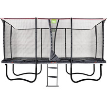 Obdĺžniková záhradná trampolína so sieťou a rebríkom