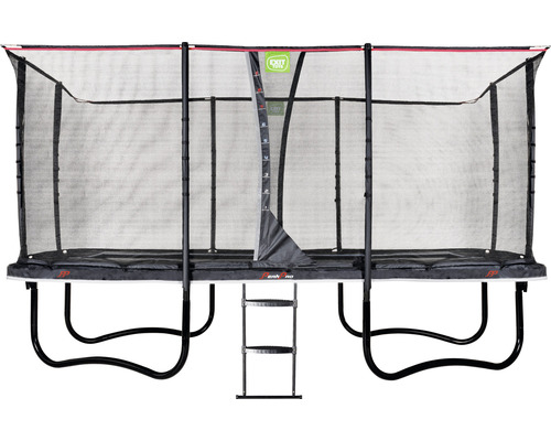 Obdĺžniková záhradná trampolína so sieťou a rebríkom