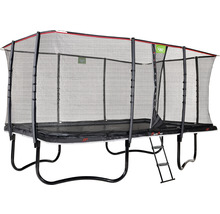 Obdĺžniková záhradná trampolína so sieťou a rebríkom