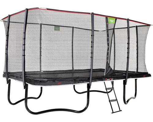 Obdĺžniková záhradná trampolína so sieťou a rebríkom