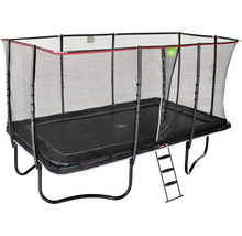 Obdĺžniková záhradná trampolína so zabezpečovacou sieťou a rebríkom