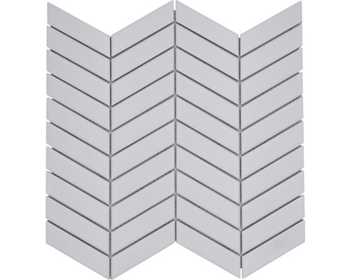 Keramická mozaika CHEV 21 Chevron uni biela matná 28,85x30,25 cm Mozaiková dlaždica so vzorom rybej kosti