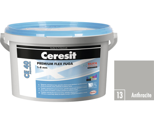 Škárovacia hmota CERESIT CE 40 Aquastatic 2 kg 13 antracit Ceresit CE 40 Aquastatic Premium Flex škárovacia hmota 1-8 mm antracit