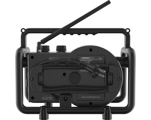 Stavebné rádio Perfectpro DAB3, pohľad zozadu