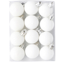 Sada dvanástich bielych vianočných gúľ