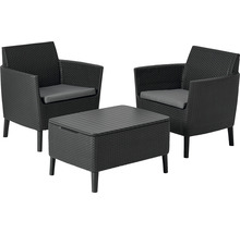 Záhradný nábytok s dvoma kreslami a stolom s úložným priestorom