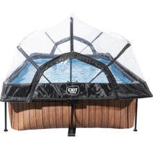 Bazén s priehľadným krytom a dreveným obkladom