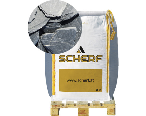 Okrasné kamene bridlicové 30–70 mm grafitovočierne big bag 1000 kg Vrece s bridlicou na palete
