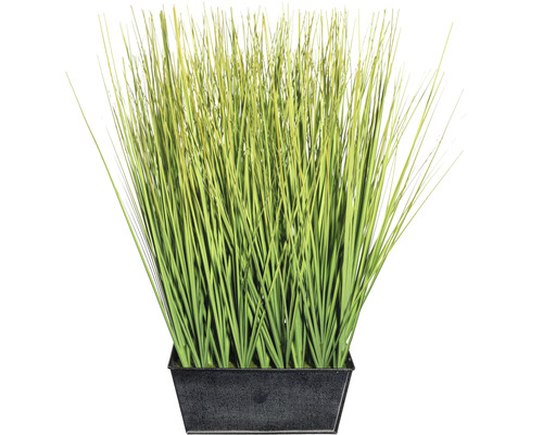 Umelá tráva cca 46 cm zelená v čiernom zinkovom kvetináči 20 x 14 x 9 cm