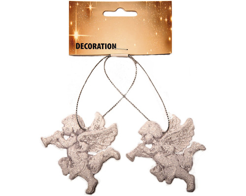 Dekorácia anjel závesný akrylový 5 cm 2 ks Dva anjeli ako dekorácia na zavesenie