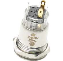 Kovový tlačidlový spínač s upevňovacou maticou