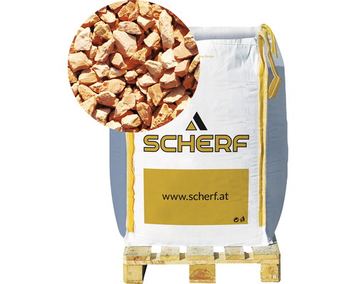 Kamenná drť mramorová veronská 9–12 mm červená big bag 1000 kg Logo Scherf. Vrece dekoračný štrk na palete.