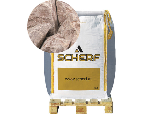 Kamenná drť mramorová 25–50 mm červenohnedá big bag 1000 kg Logo Scherf Big Bag okrasné kamene na palete