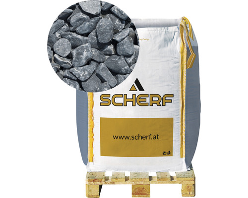 Štrk mramorový 7–15 mm ebenovočierny big bag 1000 kg Big Bag okrasných kamienkov s logom Schärf na palete