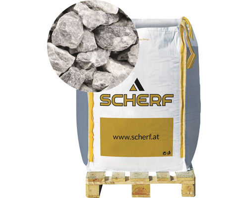 Kamenná drť mramorová 16–25 mm šedo-biela big bag 1000 kg Vrece s okrasnou drťou na palete, značka Scherf