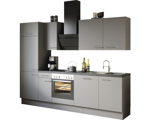 Kompletná kuchynská linka so závesnými skrinkami, digestorom, drezom, sporákom a rúrou