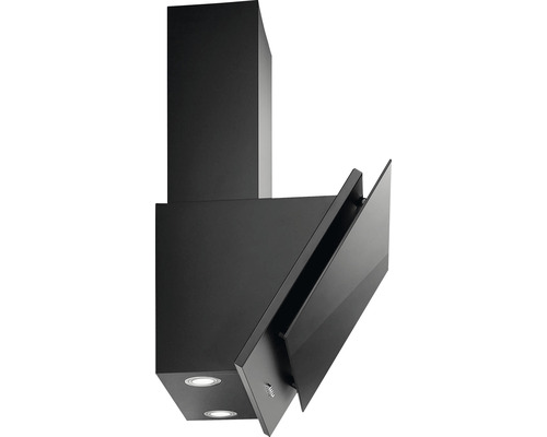 Čierny digestor s klapkou a integrovaným osvetlením