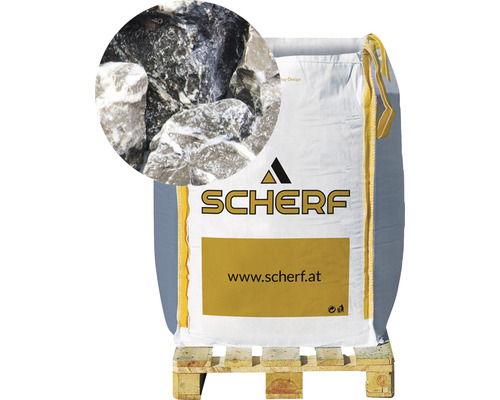 Kamenná drť mramorová 50–100 mm šedo-biela big bag 1000 kg Big Bag okrasných kameňov na palete