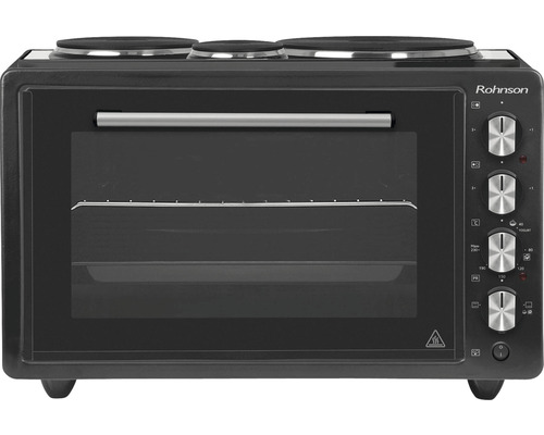 Logo Rohnson na čiernej mini rúre s varnými doskami