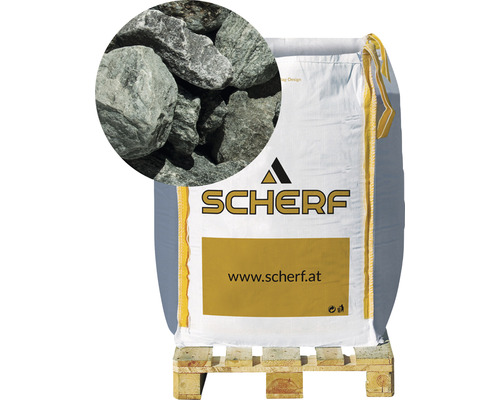 Kamenná drť bridlicová 25–50 mm zelená trblietavá big bag 1000 kg Kameny do gabionov Scherf vo veľkom vreci na palete