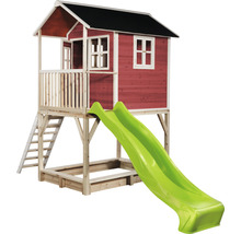 Drevený domček na hranie so šmýkačkou a pieskoviskom