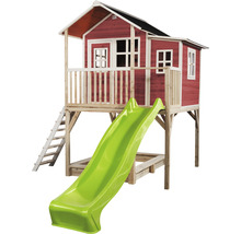 Drevený hrací domček so šmýkačkou a rebríkom do záhrady