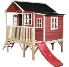 Drevený domček na hranie so šmýkačkou a rebríkom