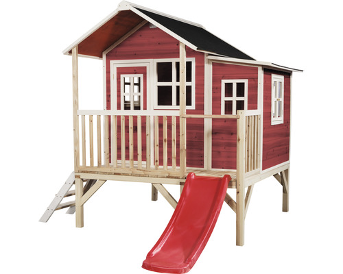 Drevený hrací domček so šmykľavkou a rebríkom