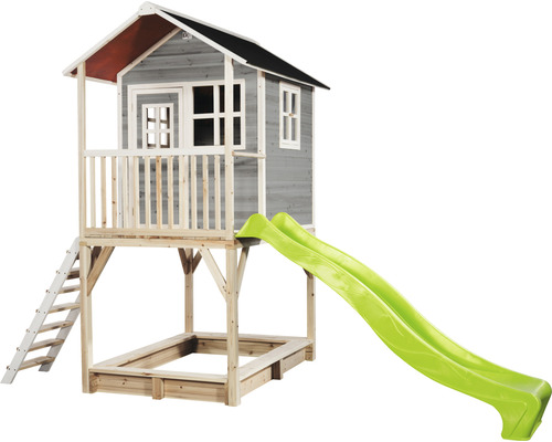 Hrací domček so šmýkačkou a pieskoviskom na vonkajšie použitie