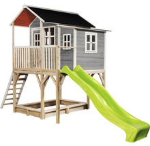 Detský domček so šmýkačkou, pieskoviskom a rebríkom z dreva