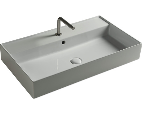 Obdĺžnikové keramické umývadlo s kohútikom