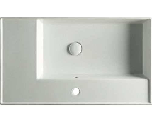 Obdĺžnikové keramické umývadlo s otvorom pre batériu a prepadom