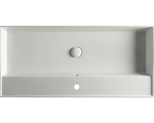 Obdĺžnikové umývadlo na dosku zo sanitárnej keramiky s prepadom